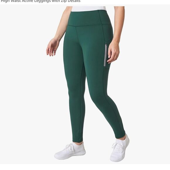Mondetta Forest Green Leggings with Zip Accent - Picture 1 of 4